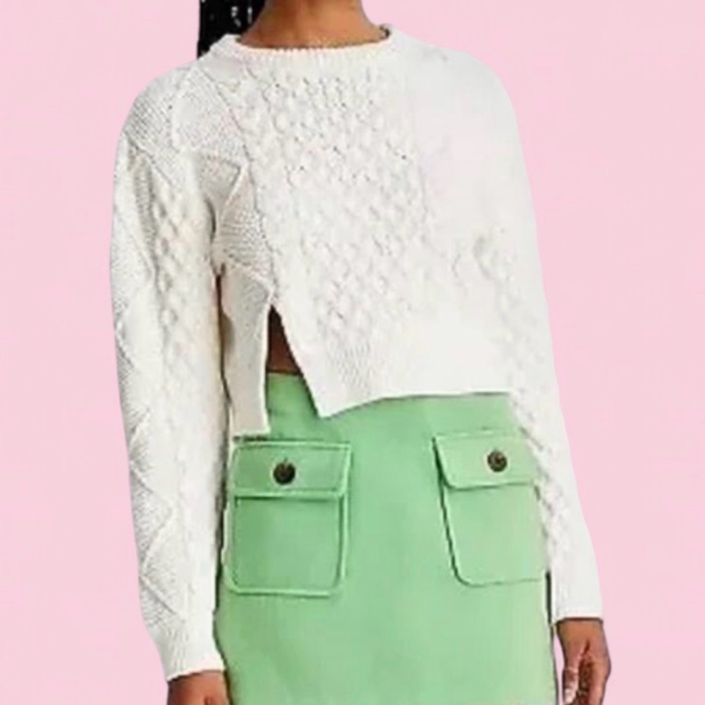Future Collective Cream Cable Knit Sweater | Womens M | Chunky Cropped Cozy